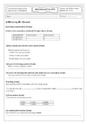 English Worksheet: Mid-Semester Test N2 (1st form)
