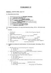 English Worksheet: Adjective-Adverb ending ed-ing