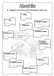 English Worksheet: ABOUT ME GETTING TO KNOW YOU