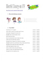 English Worksheet: Horrid Henry on TV