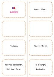Verb to be - questions - printable revision flipbook
