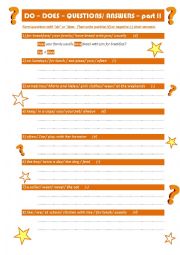 English Worksheet: questions with DO and DOES II