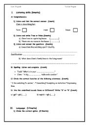 English Worksheet: 7th grade test 