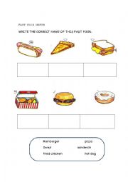 English Worksheet: fast food match