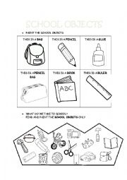 English Worksheet: School Objects
