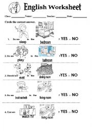 English Worksheet: Rooms of the House