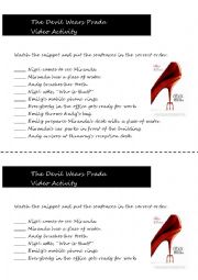 English Worksheet: The devil wears Prada - Video Activity