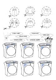 English Worksheet: clothes, washing up