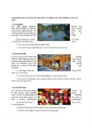English Worksheet: wonders of Vietnam reading exercise