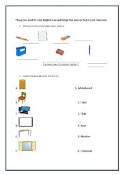 English Worksheet: English classroom vocabulary for beginners