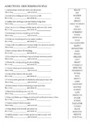 Describing people: Adjectives and their opposites