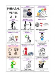 English Worksheet: Lets play with Phrasal Verbs - 1 on 8 - A & B