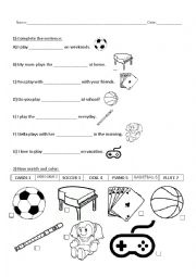English Worksheet: Verb To Play Exercise