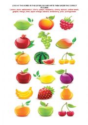 English Worksheet: Fruits