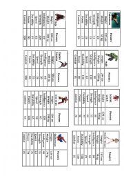 English Worksheet: Superheroes power grids