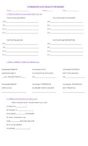 English Worksheet: Health and commands 
