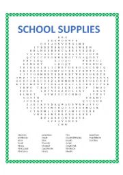 SCHOOL SUPPLIES WORDSEARCH 