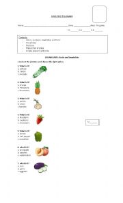 English Worksheet: vegetables - numbers -  time 
