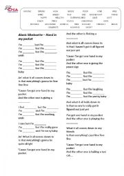 English Worksheet: Alanis Morissete - Hand in my pocket 