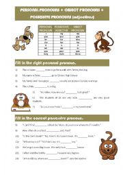 English Worksheet: pronouns mixed