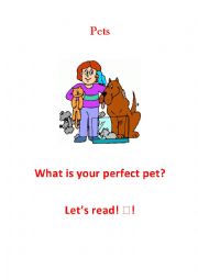 English Worksheet: About pets - easy reading