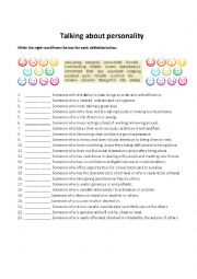 English Worksheet: Personality adjectives