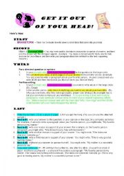 English Worksheet: Get it out of your head!  Paragraph Writing