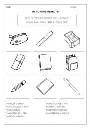 SCHOOL OBJECTS COLORING PAGE