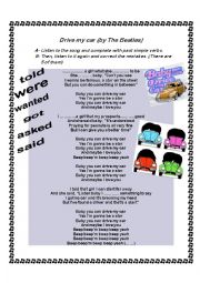 English Worksheet: Song: Drive my car (by The Beatles)