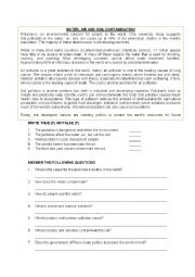 English Worksheet: Pollution