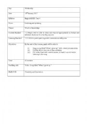 English Worksheet: Lesson plan ambition