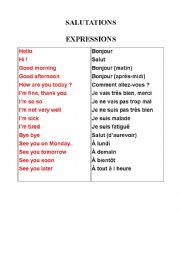 English Worksheet: Salutations Expressions 