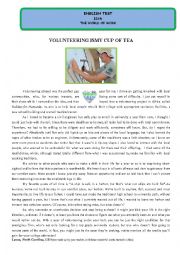 English Worksheet: Test 11th - Volunteering is my cup of tea