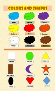 English Worksheet: colors and shapes