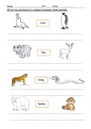English Worksheet: Comparative Adjectives, writing group work.