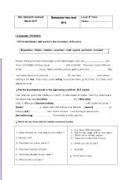 English Worksheet: semester two test 2