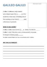 English Worksheet: GALILEO GALILEI