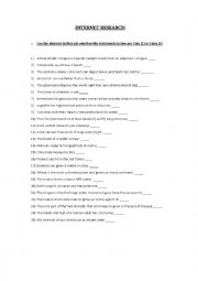 English Worksheet: True or False internet research