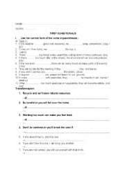 English Worksheet: first conditional