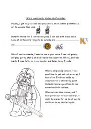 English Worksheet: Star Wars social skills . What can I do outside? Color by numbers and create a character.