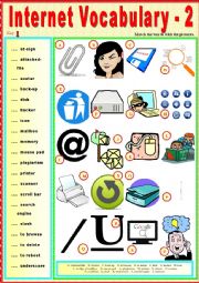 Internet Vocabulary-2. Matching exercise + KEY.  