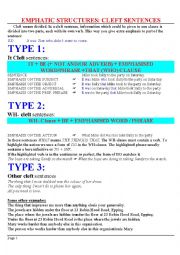 English Worksheet: cleft sentences