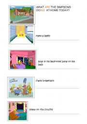 English Worksheet: What are the Simpsons doing?