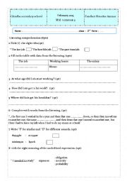 English Worksheet: Mid-term English Test