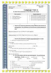 English Worksheet: Language test for 2nd year students version 2