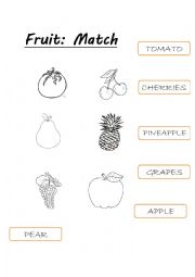 English Worksheet: Match the fruits