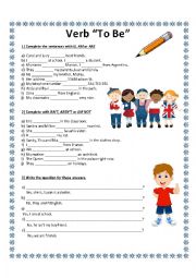 English Worksheet: Verb to be - elementary