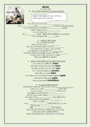 English Worksheet: Mean by Taylor Swift