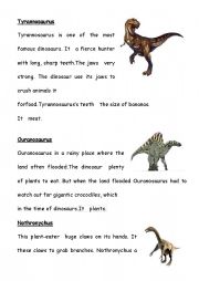 English Worksheet: Dinosaurs and past tense verbs