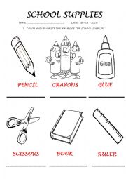 English Worksheet: School supplies